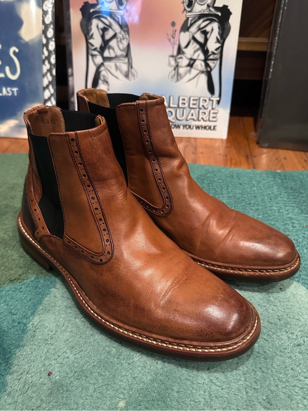 Fluevog EXCELLENT Tank Tilda brogue brown classy Chelsea boot- 10.5 (fits 10)